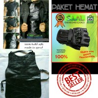 Jual (1PAKET HEMAT) SARUNG TANGAN HALF FINGER KULIT & ROMPI MOTOR PELINDUNG Murah