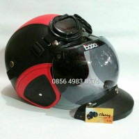 Jual helm retro hitam merah+ bogo import+ path+ google lokal Murah