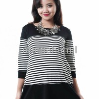 FREE CD HAMIL Baju Hamil Menyusui Modis Salur Stripped - BLD 374