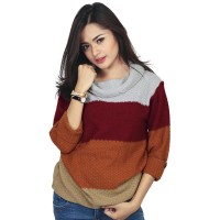 Baju Rajut Wanita Cewek Cewe Warna Orange Komb RZM 090 RZ