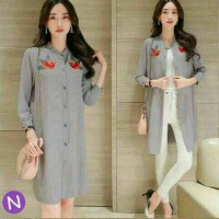 Jual xl jumbo bigsize kemeja hem dress wanita baju busui hamil ibu menyusui Murah