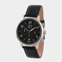 Jual Alba AT3411X1 Chronograph Black Leather Strap - Jam Tangan Pria AT3411 Murah
