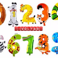 Jual Balon Foil Angka Animal / Binatang Murah