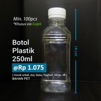 Jual Botol Plastik 250ml / Botol Jus / Botol yoghurt / smoothies 100 Murah
