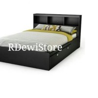 Tempat tidur, divan, dipan, ranjang minimalis kayu jati + rak + laci 3