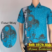 Jual Kemeja Hem Batik Pria Wayang Jambul Biru Murah