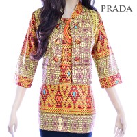 Jual Atasan Prada Songket Batik Wanita Blus Tunik Blouse Kemeja Batik A116 Murah