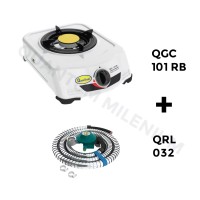 Jual Kompor Gas 1 Tungku QGC 101 RB dan Selang Regulator Gas 032 Quantum Murah