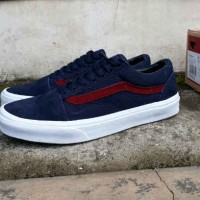 Sepatu Sneakers Vans Old Skool Navy Maroon Waffle DT Casual Pria Kets