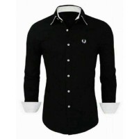 Baju Atasan Pria Kemeja Hem Hitam Polos Lengan Panjang Kaos