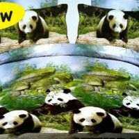 Jual Bed cover set panda 160x200 Queen size Murah