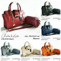 Tas Fashion Wanita Charles n Keith CK 2in1 Set Dompet 2 in 1