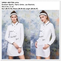 Mini Dress Kemeja Putih Lengan Panjang Blouse Baju Wanita Korea Import