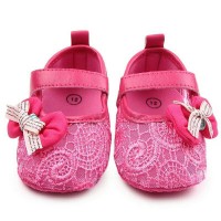 Jual sepatu bayi prewalker shoes pink black lace ribbon import Murah