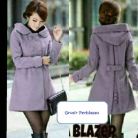 Jual BLAZER KOREA / MANTEL TEBAL / TRENCH COAT UNGU / KANCING HIDUP / BAGUS Murah