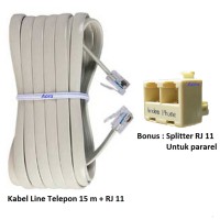 Jual KABEL LINE TELEPON 15 m + SPLITTER RJ11 Murah