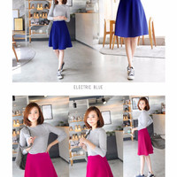 Jual Rok Midi Flare Skirt / Rok wanita HITAM UNGU TUA GREEN Termodis Murah
