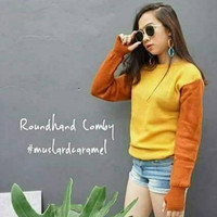 Jual JUAL Round Hand Combi Mustard Caramel Sweater Murah