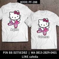 Baju Kaos Keluarga |Ultah|Couple| Kaos Motif Hello Kitty Bebas Custom