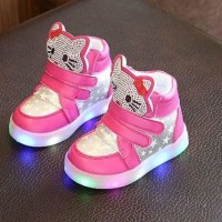 Jual SHOES KITTY LED GLOW IN THE DARK SZ 26-30|SEPATU LAMPU LED IMPORT Murah