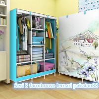 Jual 08 FARMHOUSE Lemari pakaian Multifunction Wardrobe with cover Murah