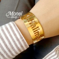 Gelang ukir nama Lapis Emas Perhiasan custom Nama- Berkualitas