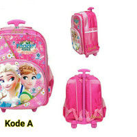 Tas troli anak sekolah trolley roda dorong ransel frozen