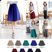 Jual Midi Flare Skirt / Rok Wanita 67 cm Panjang / Rok Cewek Trendy Murah