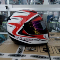 helm bmc blade 200 motif putih merah visor rainbow