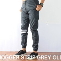 Jual Celana Jogger Pants Pria Grey Old / Jogger Pants Strip / Harga Murah Murah