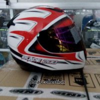 helm bmc blade 200 motif putih merah visor rainbow