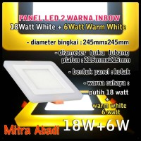 Panel LED Dua Warna 18W Putih/White + 6W Warm White INBOW Kotak Besi