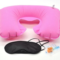 Jual Travel Pillow Set Bantal Leher Tiup & Tutup Mata Telinga Diskon Murah