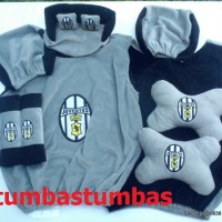 Jual sarung jok dan bantal mobil juventus (car set, sandaran jok) Murah