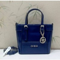 Jual tas guess blue mini hand bag authentic 100% original Murah