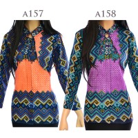 Jual Atasan Batik Tunik Blus Batik Blouse Cardigan Motif Songket A158 Murah