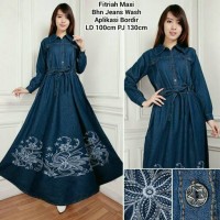 Jual maxi Jeans Fitriah Gamis Bordir Kaftan ma Murah