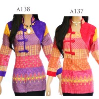 Jual Atasan Batik Tunik Blus Batik Blouse Motif Songket Embos A1 38 Murah
