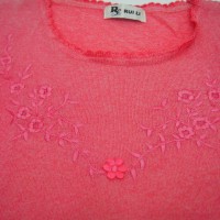 Jual Kaos merah muda bordir bunga Murah