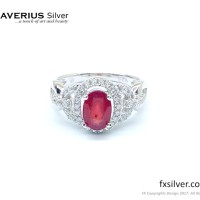 Cincin Perak Lapis Emas Batu Ruby / Cincin Cewek Batu Ruby