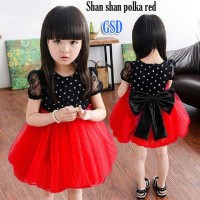 Jual Baju Dress Anak Cewek Perempuan Baju Pesta Kondangan - Shan shan red Murah