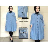Jual Baju wanita Myra tunik jeans High quality bahan tebal asli jeans Murah