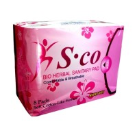 Jual Pembalut Herbal S.co / Sco Bio Sanitary Pad Malam / Night Use Pink Murah