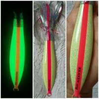 Jual metal jig kraken squid jig 150gr,stripes pink..fosfor Murah
