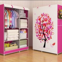 Jual TREE Multifunction Wardrobe / Cloth Rack with cover lemari pakaian Murah