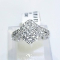 Cincin BERLIAN motif bandrol markis emas putih 50%
