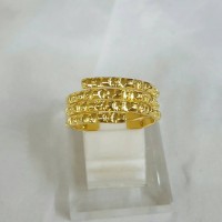 Cincin Sleser Melingkar Ulir Rotan Bambu Lapis Emas Kuning 24k