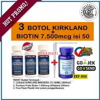 Jual PAKET 3 BOTOL MINOXIDIL 5% + BIOTIN 7500Mcg isi 50 tblet Murah