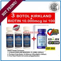 Jual PAKET 3 BOTOL MINOXIDIL + BIOTIN 10.000Mcg isi 100 softgell Murah