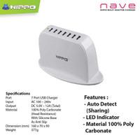 Hippo Nave 7 Ports Charger Iphone Xioami samsung Lenovo (Value Pack) M